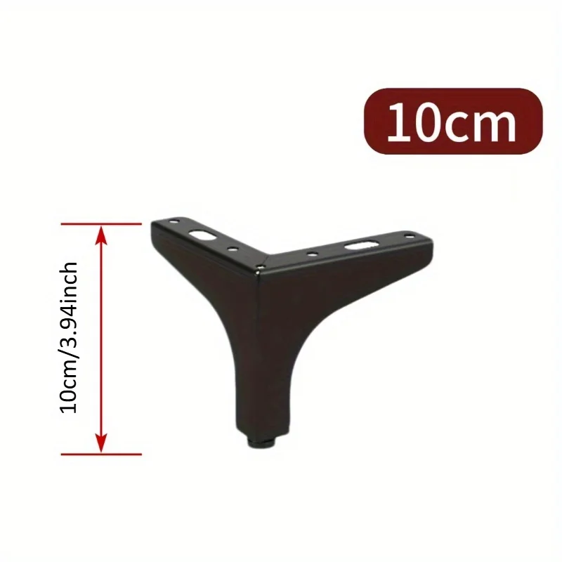 أرجل أثاث معدني حديث 10 سم مكونة من 4 قطع - أرجل مثلثة للخزائن والأرائك والطاولات، قطع غيار مصقولة ذاتية الصنع #4