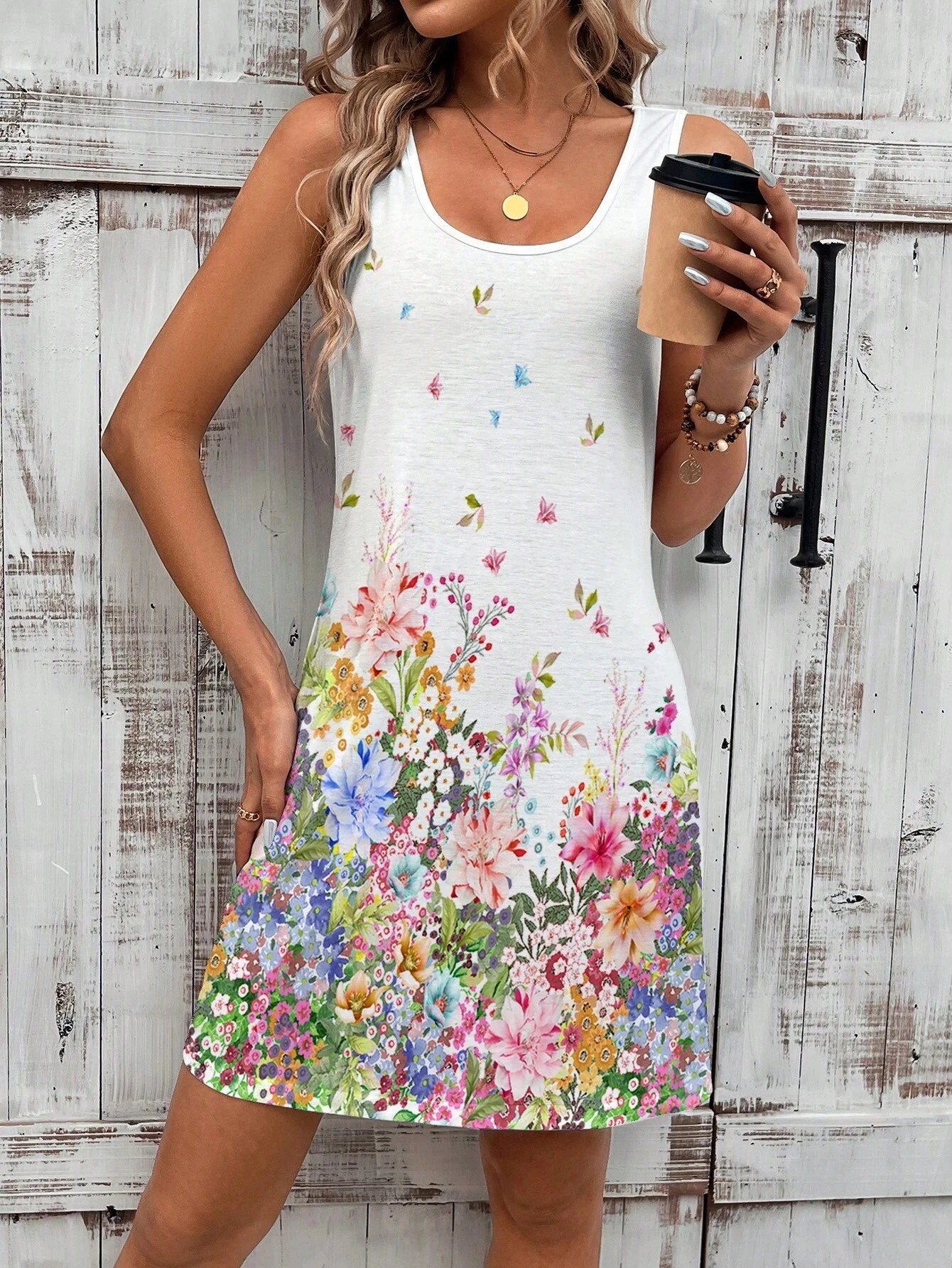 2025 Floral Printed Sleeveless Bodycon Dress For Women Perfect For Vacation And Leisure Dress Y2k Ladies Clothes Female Clothing