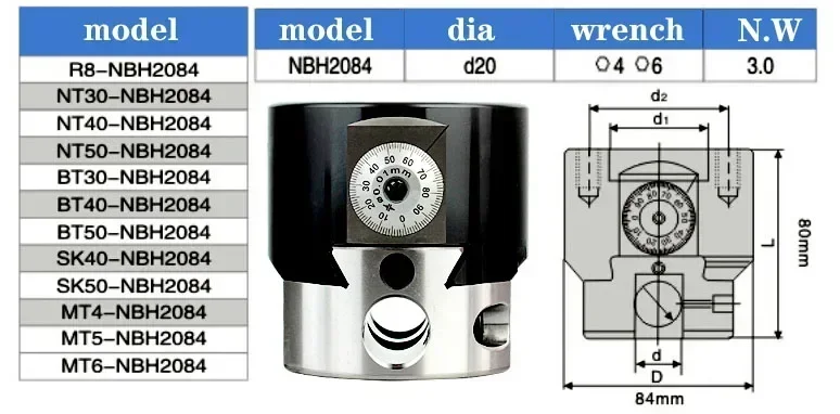 Testa di alesatura NBH2084 Set testa di alesatura NBH BT30 BT40 BT50 NT30 NT40 NT50 R8 Set di attrezzi per alesatura barra di alesatura NBH2084