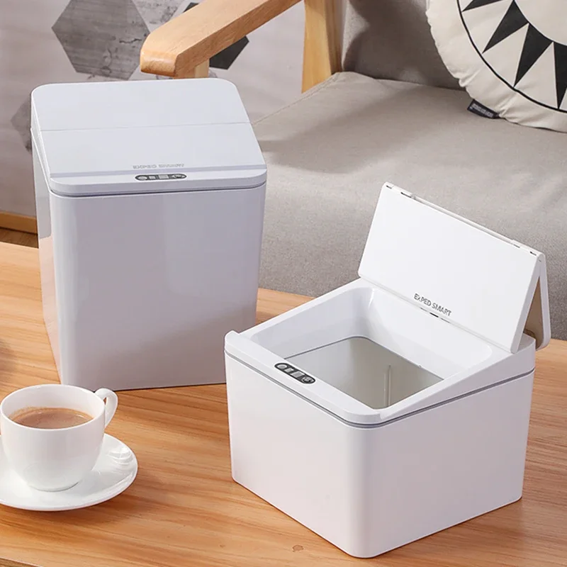 Automatic Sensor Small Trash Can Electric Plastic Food Waste Disposers Garbage Bin Clean Container Cubo De Basura Cleaning Tools