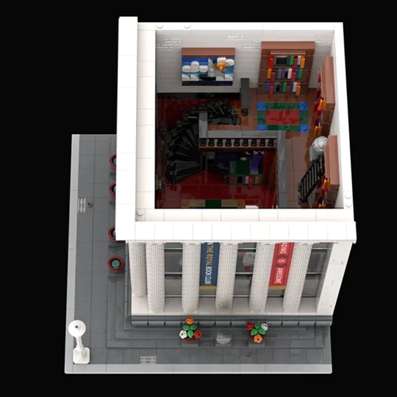 Moc tijolos de construção cidade vista rua modelo biblioteca pública tecnologia blocos modulares presentes brinquedos natal diy conjuntos montagem