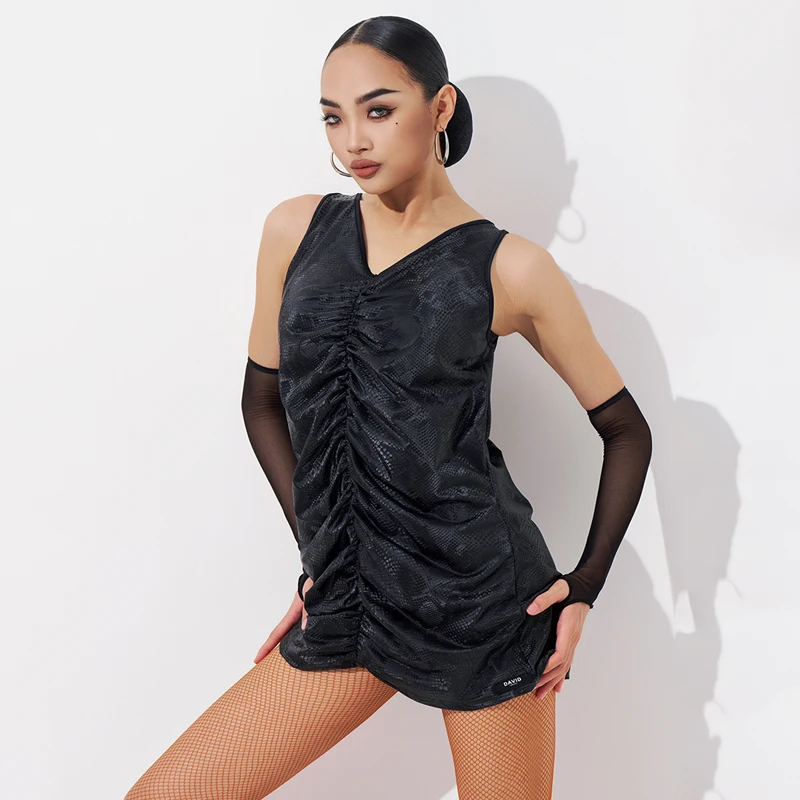 2025 High-Endชุดเต้นรําละตินผู้หญิงเซ็กซี่ชุดจีบสีดําผู้ใหญ่หญิงSamba Chacha Tango Latinเครื่องแต่งกายประสิทธิภาพ