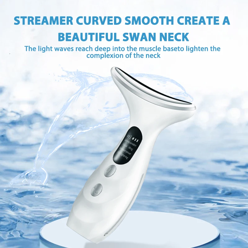 Coffret cadeau 4 couleurs appareil de beauté du cou EMS Machine de Lifting du visage dissolvant de Double menton LED Anti-rides raffermissement de la peau masseur Facial