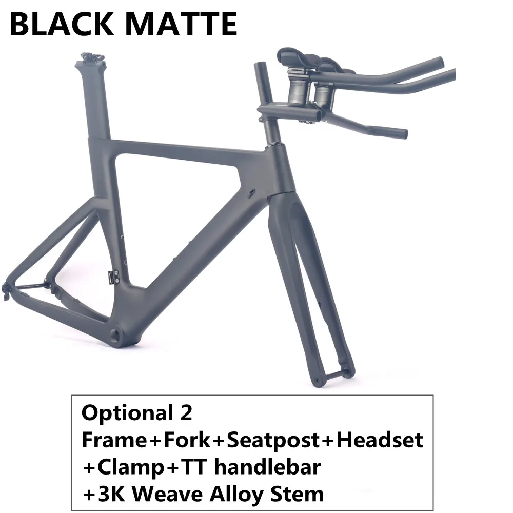 Carbon Bicycle Frame, Disc Brake, Triathlon Bike Frame, Includes TT Bar Fork Seatpost Stem, Internal Cable, S, M, L, XL