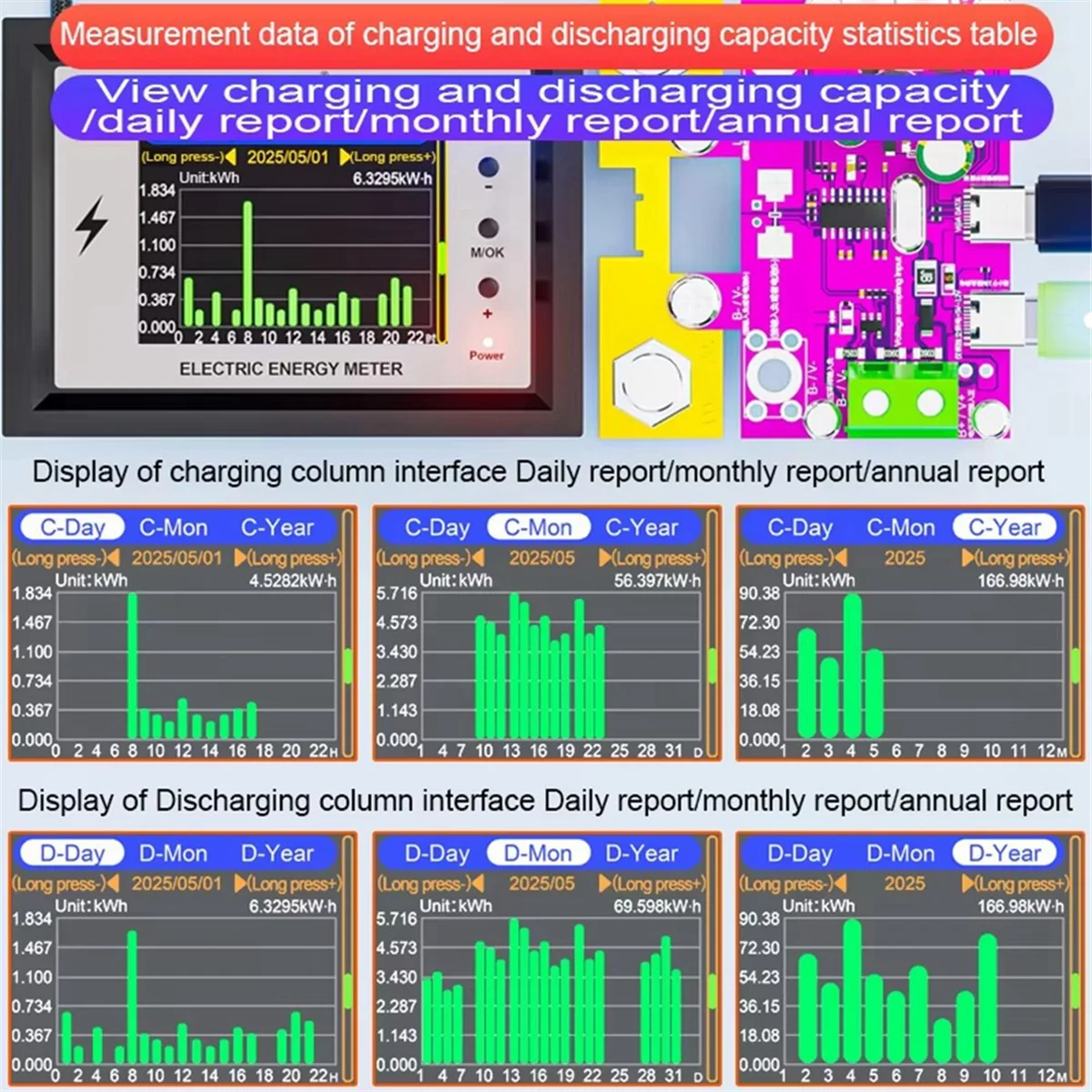 

2025+Battery Capacity Tester DC 0-420V Tuya WiFi Digital Display Voltage Current Coulomb Meter Lithium Battery Monitor 100A
