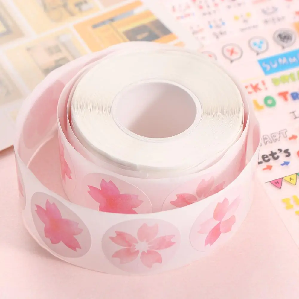500 stks/rol Sticker Decor Kersenbloesem Sticker Ronde Afdichting Sticker Bloem Sticker Handgemaakte Ambachten Sticker Stijlvol Praktisch