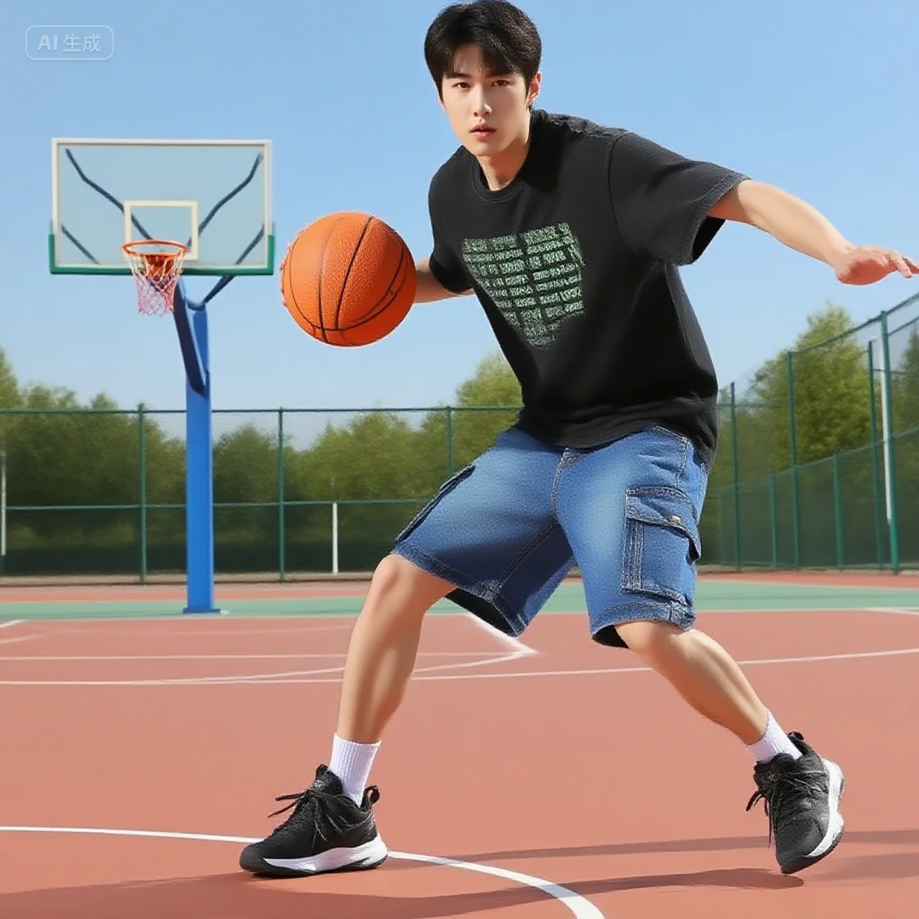 

Модные свободные прямые джинсовые шорты с несколькими карманами и эластичной резинкой на талии, простые однотонные, повседневные и универсальные.