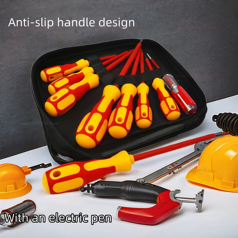 طقم أدوات يدوية للكهرباء طقم مفك براغي معزول مغناطيسي متعدد الوظائف مع لقم مشقوقة فيليبس للعمل الكهربائي