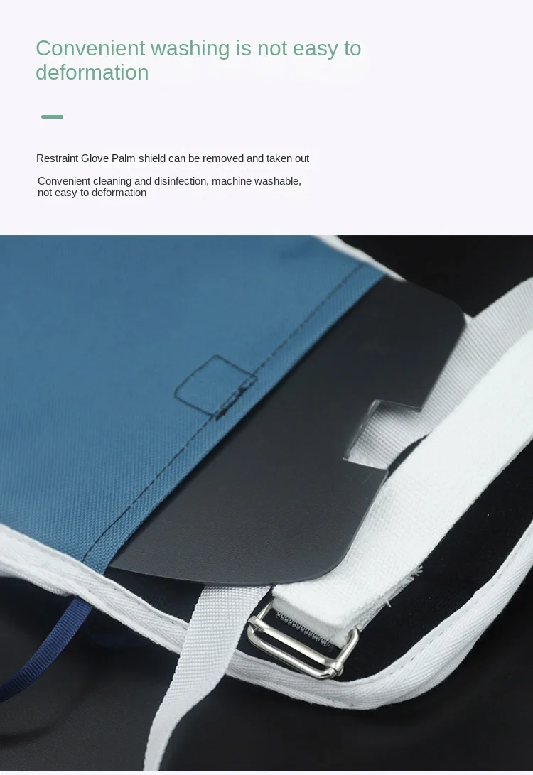 Four Seasons Restraint-Handschuh mit Reißverschlussöffnung, Sichtfenster, Belüftung, Bett, Kratzschutz, Anti-Extubation, Handgelenks-Schutzplatte – Detail 4