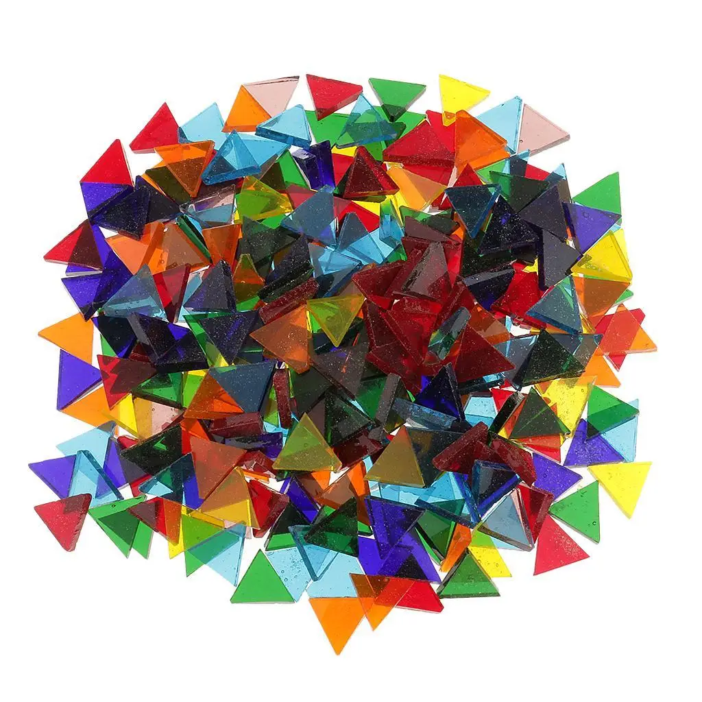 320g Mixed Triangle Rhombus Shape Glass Mosaic Tiles Pieces for Art Crafts Supplies