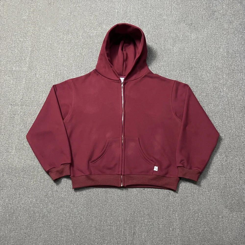 

RED Pullover Zipper Hooded Hoodies Men Women Streetwear Casual Loose Hoody Oversized Baggy Sweatshirts