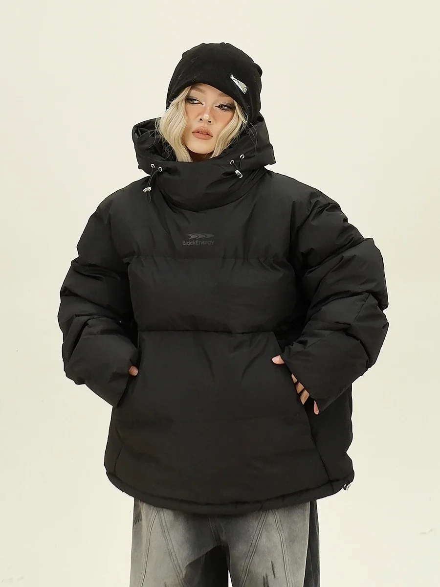 Verwijderbare Capuchon Parka 'S Dames 2024 Winter Nieuwe Losse Bf Amerikaanse Trendy Merk Retro Verdikte Jassen