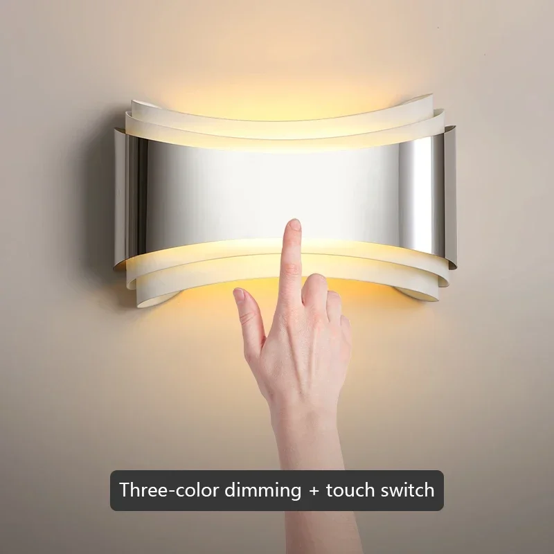 

Modern LED Wall Lamp For Living Room Bedside Corridor Touch Switch Sconces Mirror stainless steel Decor Wall Lights AC85-265V