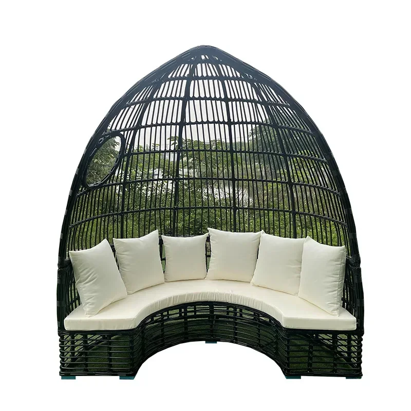 

Outdoor rattan sofa, circular bed chair, leisure open-air villa, balcony garden, creative Internet celebrity rattan chair