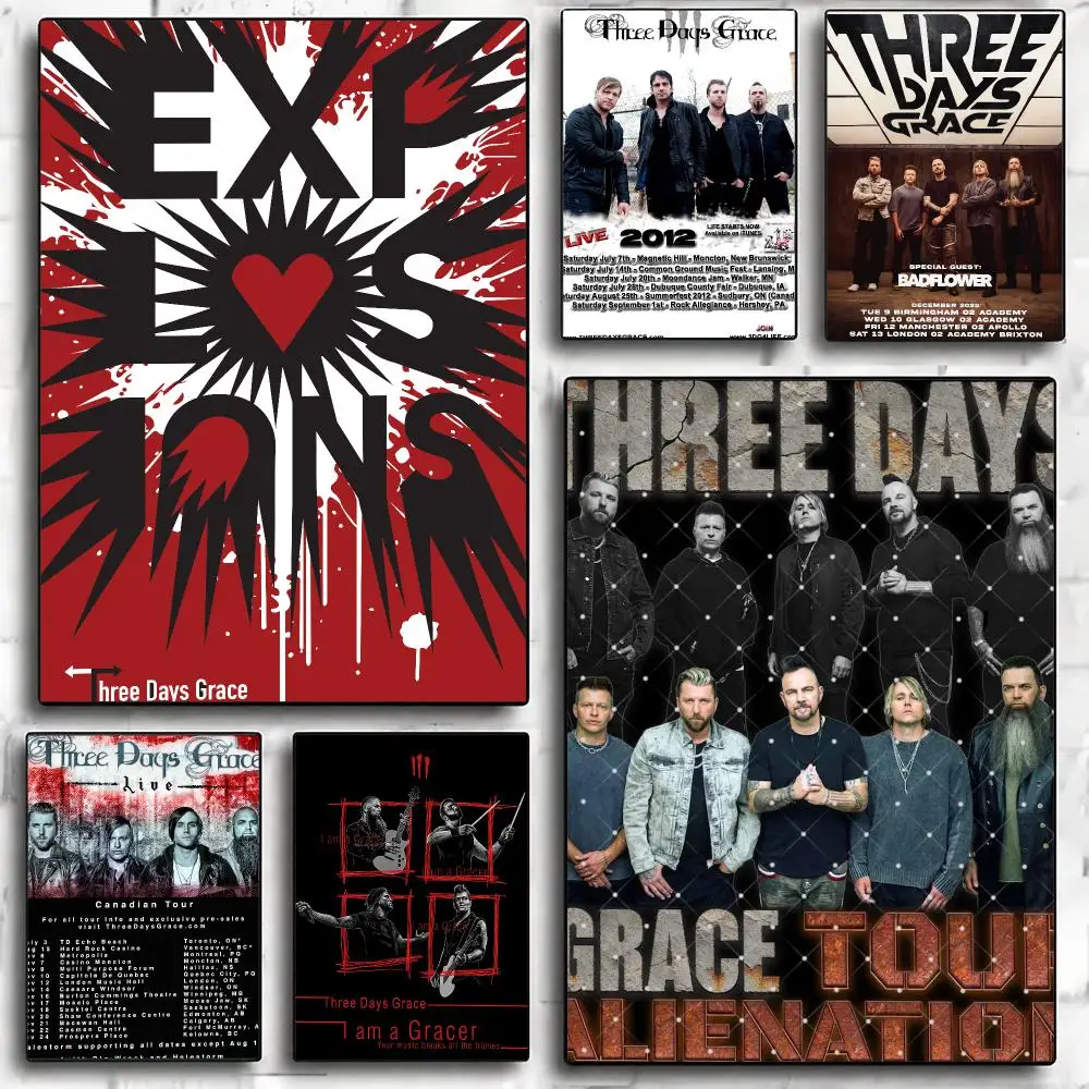 band T-Three Days Grace-E Poster Minimalist Wall Sticker for Cafe Office Bar Home Decor and Gift