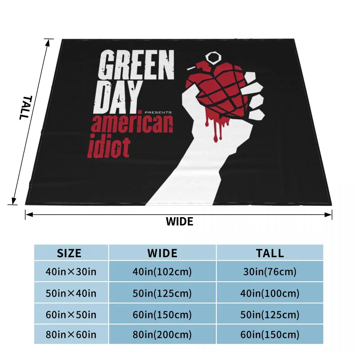 Green Day Punk Blanket Fleece Summer Autumn Winter American Idiot Albuum Multi-function Ultra-Soft Throw Blanket for Bed Office