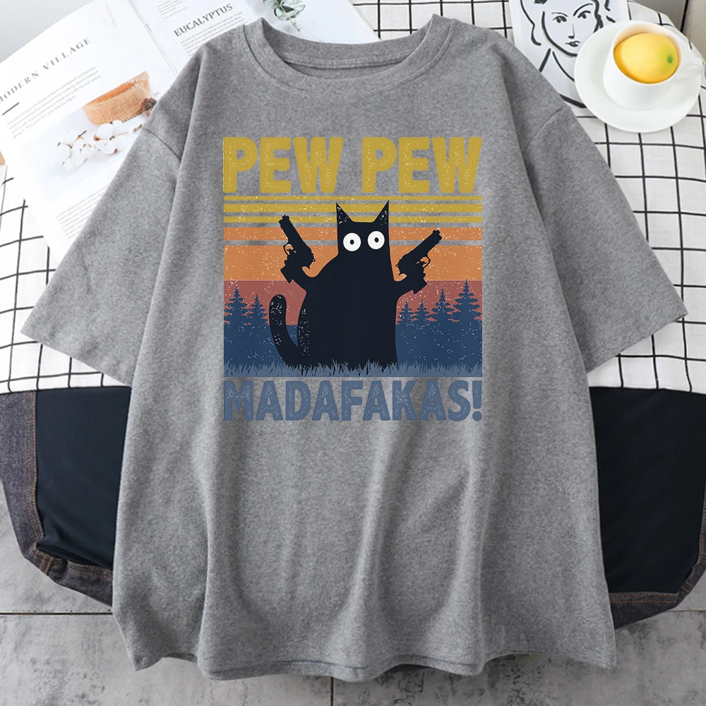 Pew Madafakas Men\'s Tshirt Cute Black Cats Printing Shirt Mens Fashion Brand Oversize T-Shirt For Men Casual Tops Short Sleeve