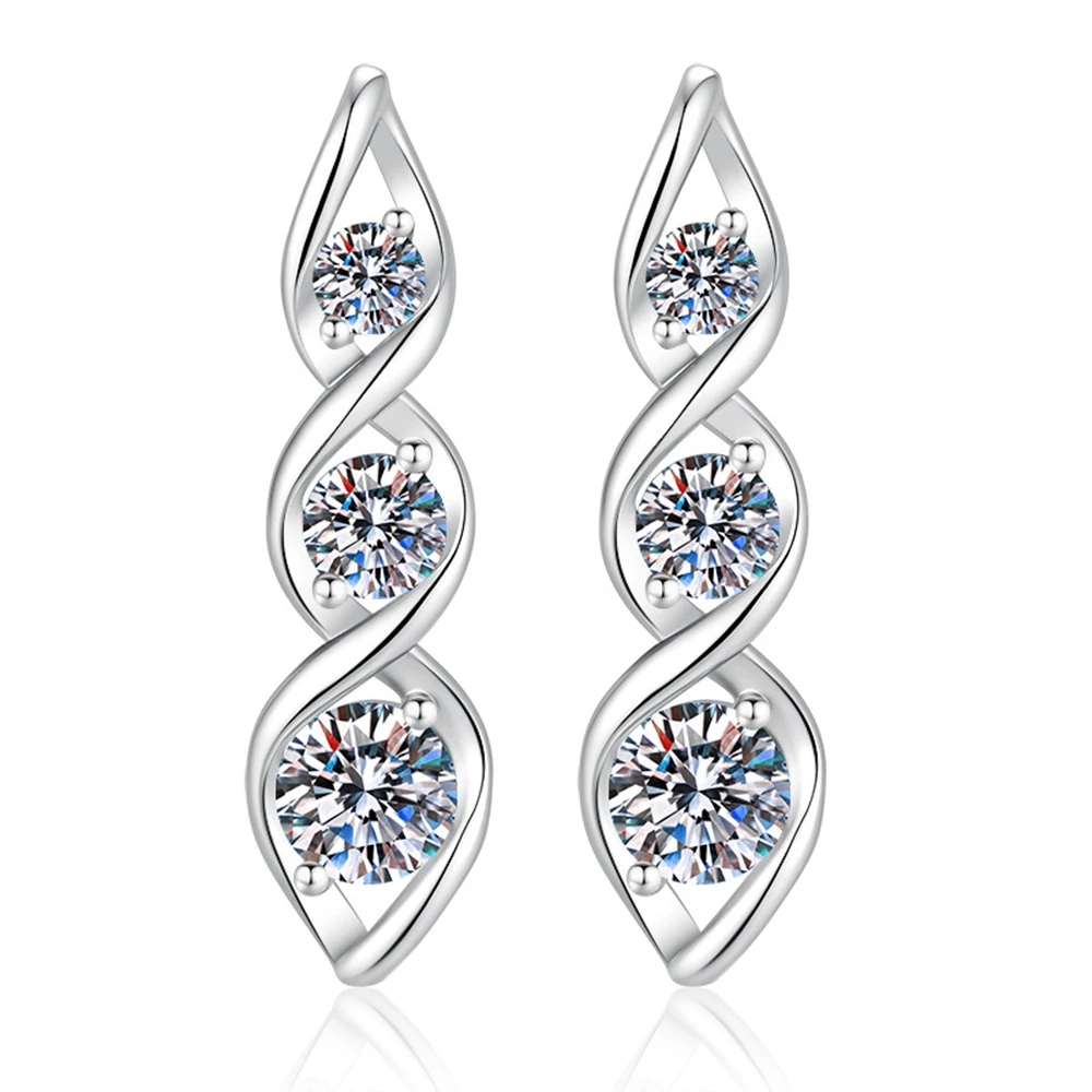Pendientes de moissanita de 1,8 quilates, color D, con base de plata de ley 925, ideales como regalo de joyería para fiestas de cumpleaños o para mujer.