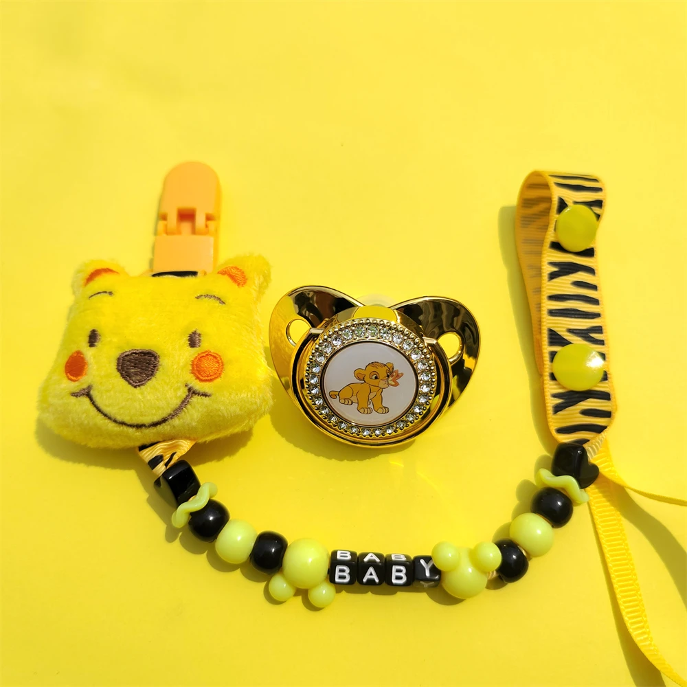 [ Winnie Pooh Baby Pacifier Clip with Fake Soother Pacifiers ] Silicone Teeth Training Teethers Baby Sucking Toy Babyshower Gift