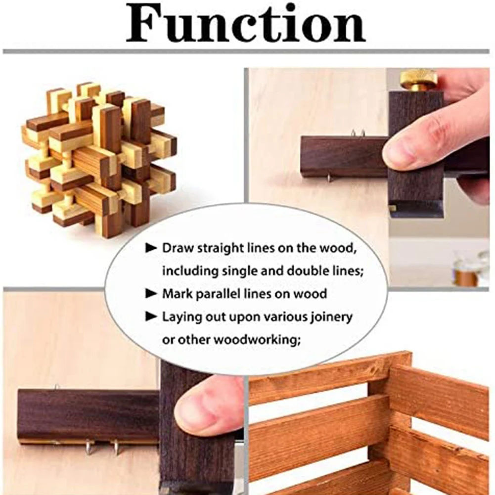 

N96R 1Set Woodwell Square European-Style Ebony Scribe Function Screw Type Woodworking Strangler Woodworking Strangler