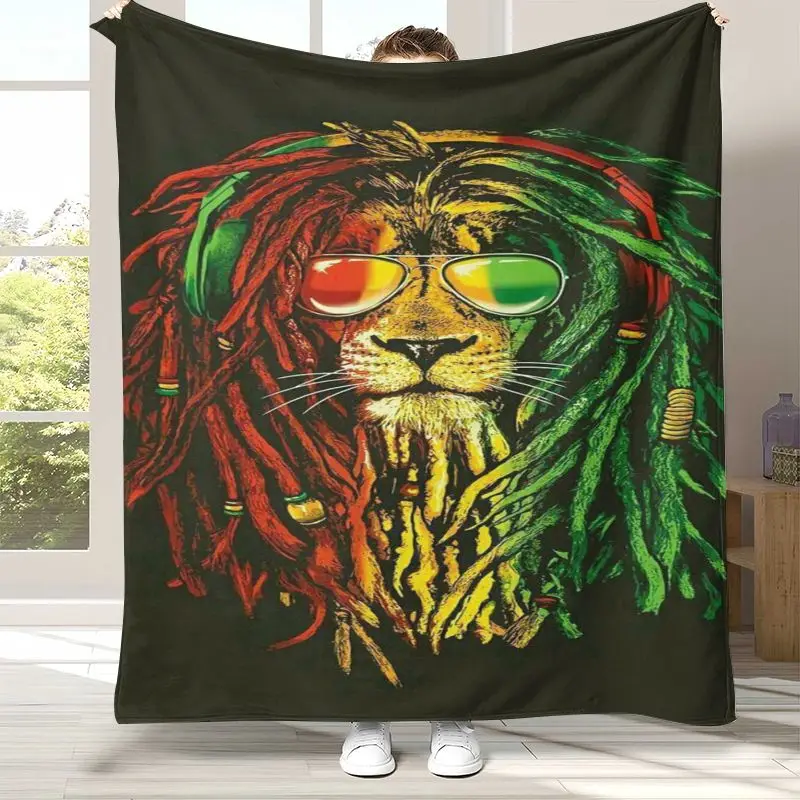 3D Reggae Music Bob Marley Rasta Color Soft Flannel Throw Blanket,Cozy Warm Blanket for Bed,Sofa,Living Room,Camping,Home Decor