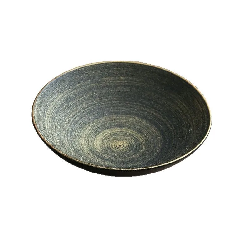 

black gold sand ceramic large soup bowl high-end salad bowl hotel tableware ceramic vegetable plate household meal bowl large