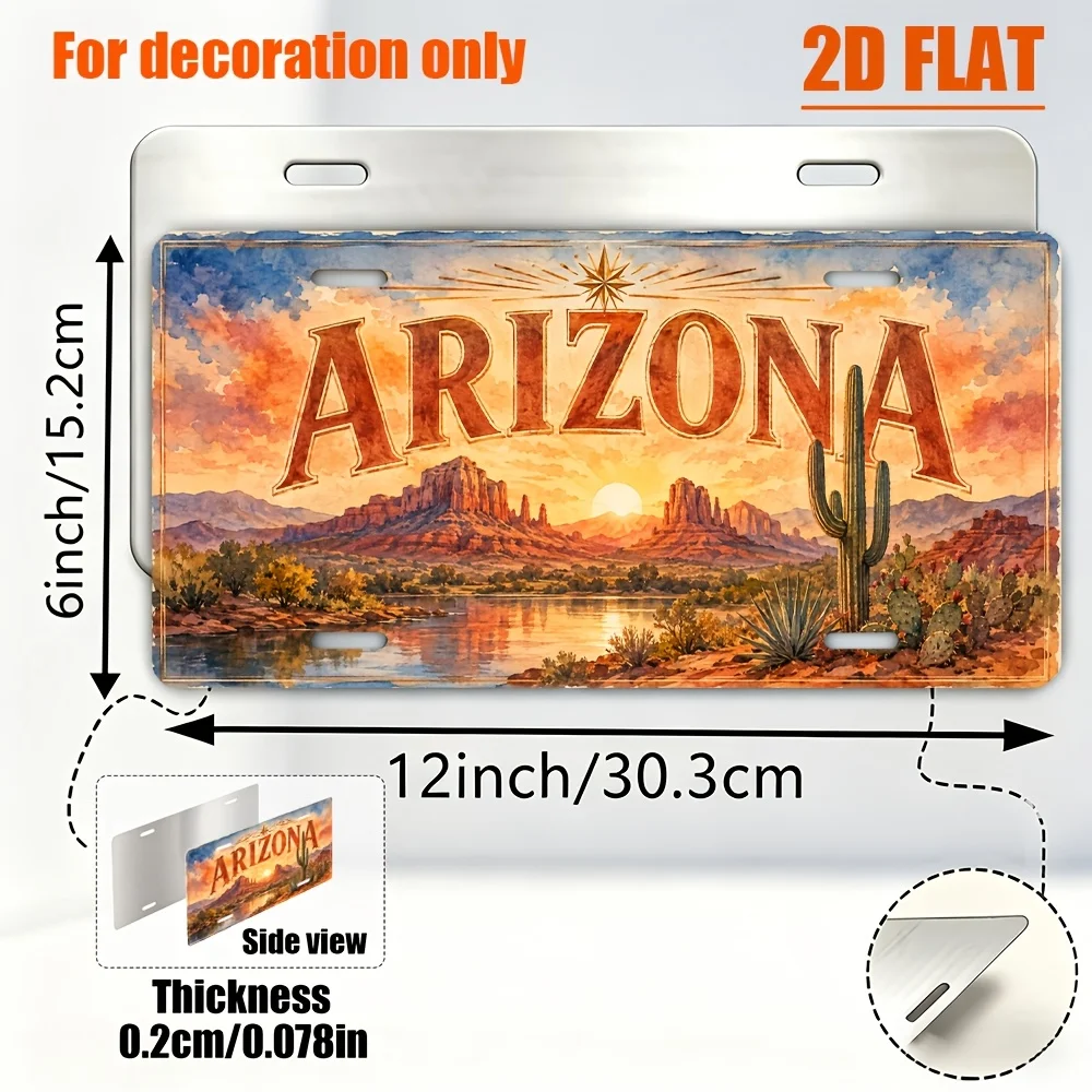 2D Flat - 【2D Flat】 2D Flat - [2D Flat] 2D Flat Printing, 1pc, Arizona State Theme Retro Sign, for Decoration Solely, Home Decor
