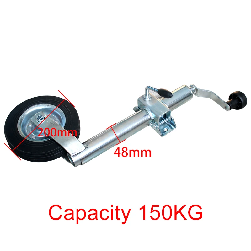 Europe Type Top Wind Trailer Jack Jockey Wheel RV Stand With Clamp 48MM Tube CAP 150KG Caravan Accessories Camper Parts