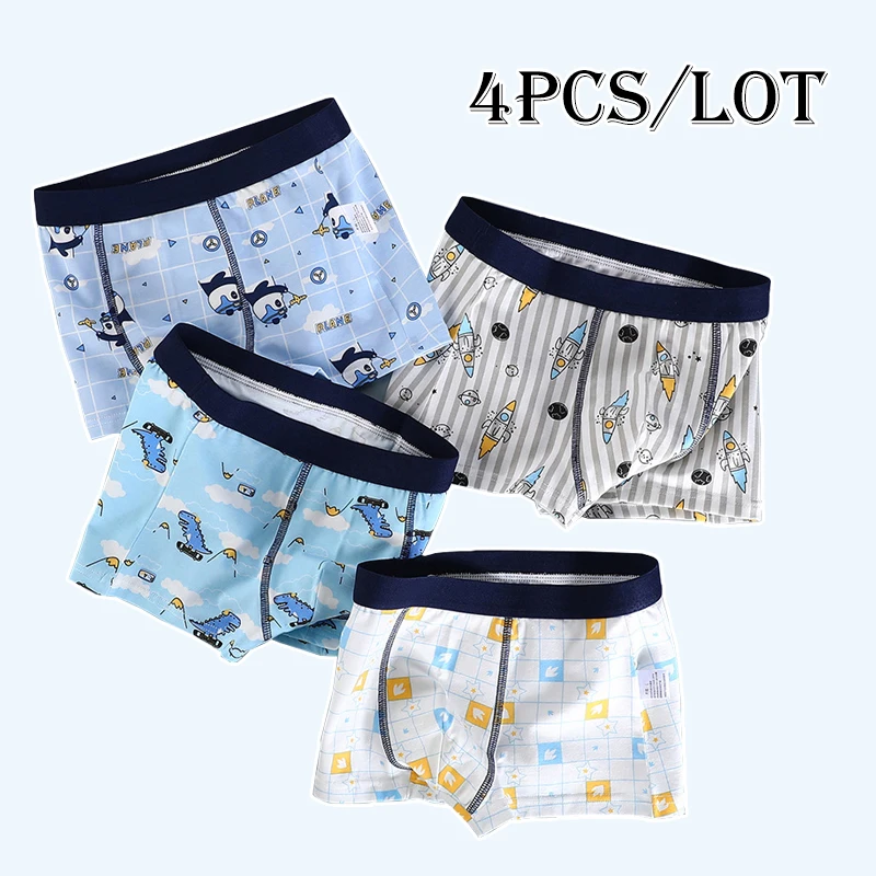 4Pcs/Lot Kids Underwear Cotton Panties For Children Dinosaur Pattern Boxers Boy Breathable Boys Knickers Schoolboy Shorts Panty