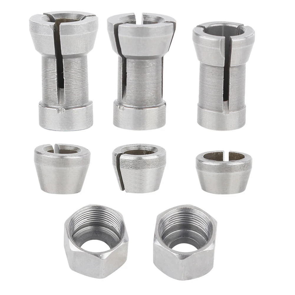 

1 компл. триммерный патрон 6/6,35/8 мм, гравировальный станок, патрон, гайка, электрический фрезерный станок, фрезерный патрон, преобразование запасных частей