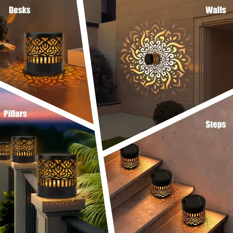 Solar LED Wall Light Mandala Projection Lantern Waterproof Outdoor Courtyard Yard Decor Lamp Solar Hanging Lantern for Garden - view 5