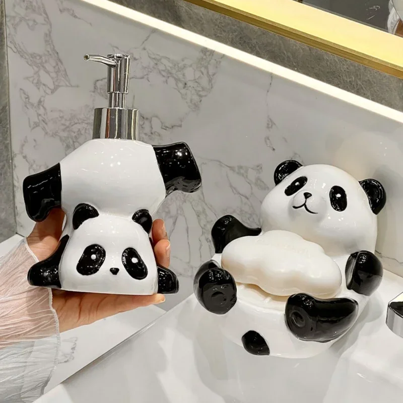 Nordic Light Luxury Soap Dish Creative Panda Soap Holder Lovely Ceramic Shower Holder Beautiful Fashion Bathroom Products