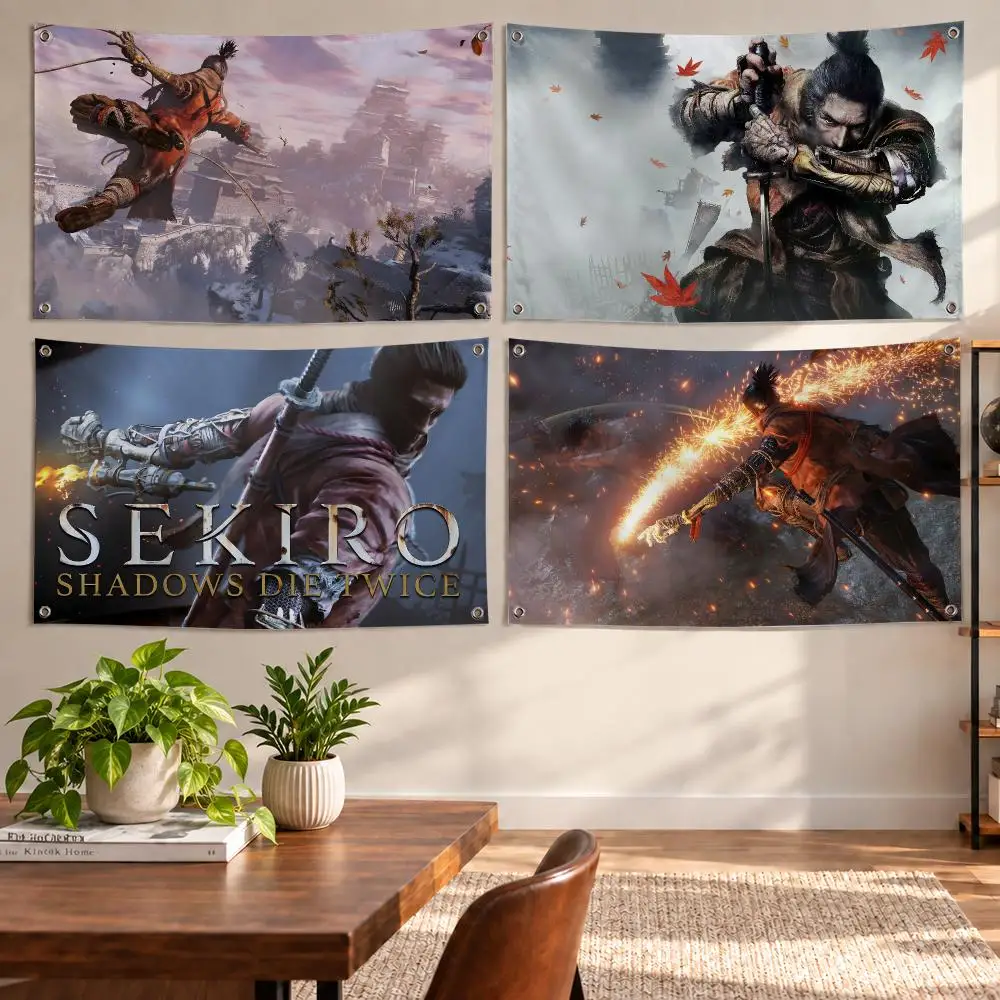Game Sekiro Shadows Die Twice Fantasy Flags Aesthetic Wall Tapestry Printed Wall Hanging Living Room Party Outdoor Decor