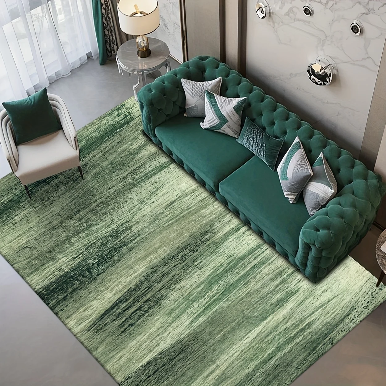 1pc Green Gradient Abstract Pattern Large Carpet Floor Mat, Multiple Sizes Available,  Use in Living Room Bedroom Or Outdoor, Modern Home Decor with
