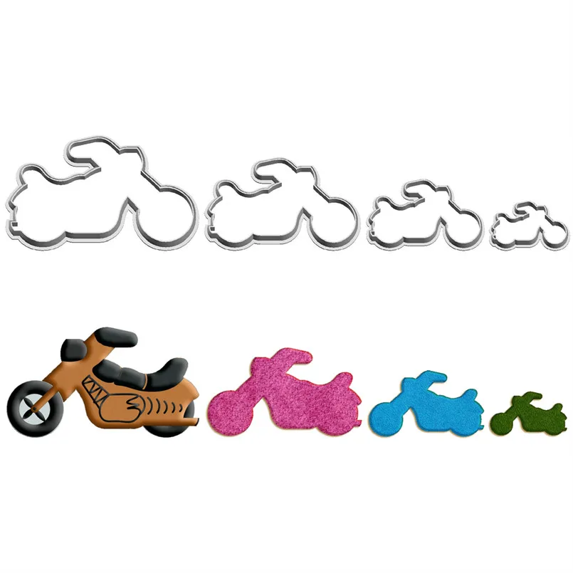 Four Specifications Cartoon Transportation Tools,High Powered Motorbike,Plastic Molds,Cake Fondant Tools,Cookie Fruits Cutters