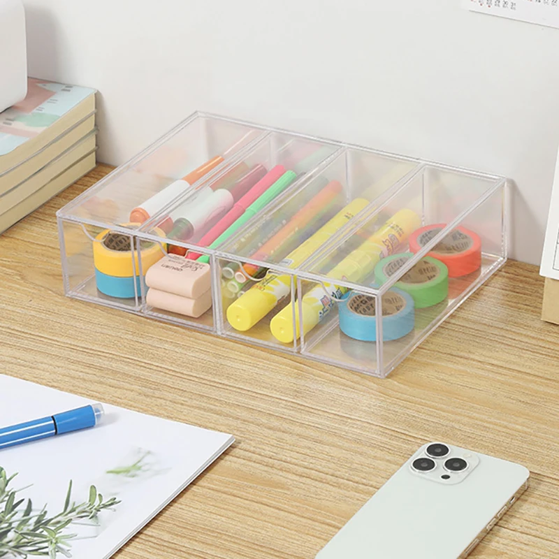 1pcs Glasses Storage Box 4 Layer Large Glasses Organizer Box Multifunctional Stackable Display Holder Reusable Acrylic Cosmetics