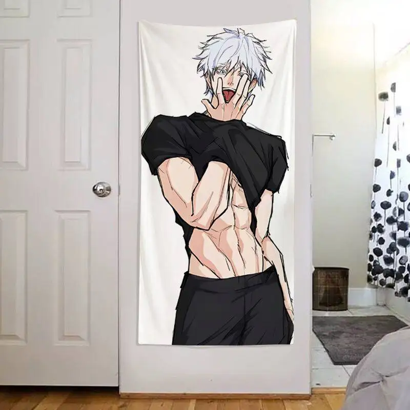 

Jujutsu Kaisen Anime Beach Towel Gojo Satoru Muscle Print Absorbent Quick Dry Sand Free Ideal for Travel & Holiday