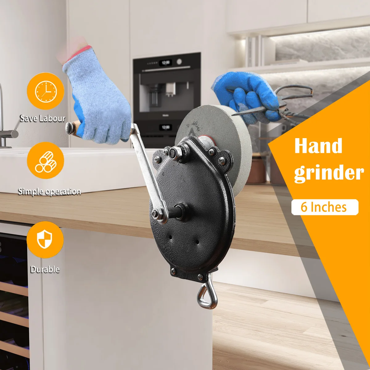 Penggiling Roda Gerinda Desktop Putar Tangan Mesin Pengasah Kuno Alat Pemotong Rautan Pemoles untuk Peralatan Dapur