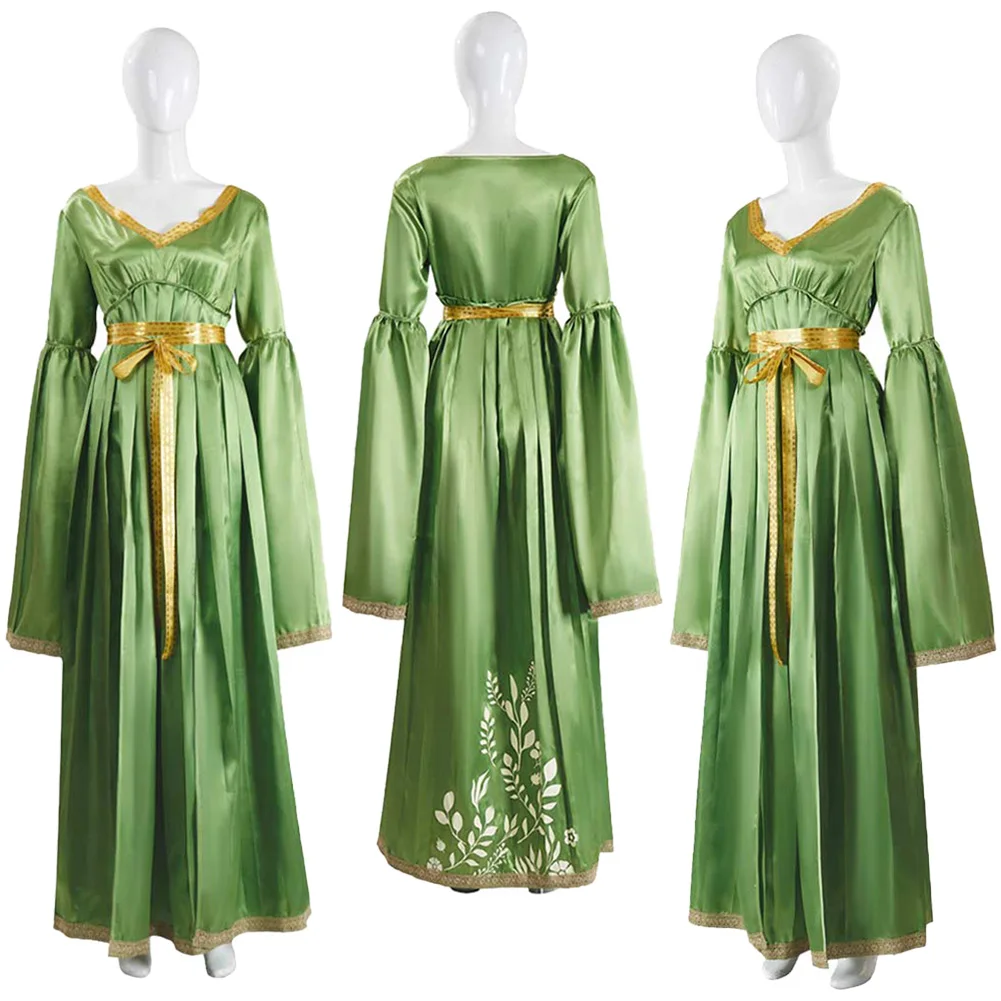 Movie Space Battle Cosplay Princess Leia Green Dresses Party  Roleplay Costume Female Adult Suits Outfit Halloween Carnival