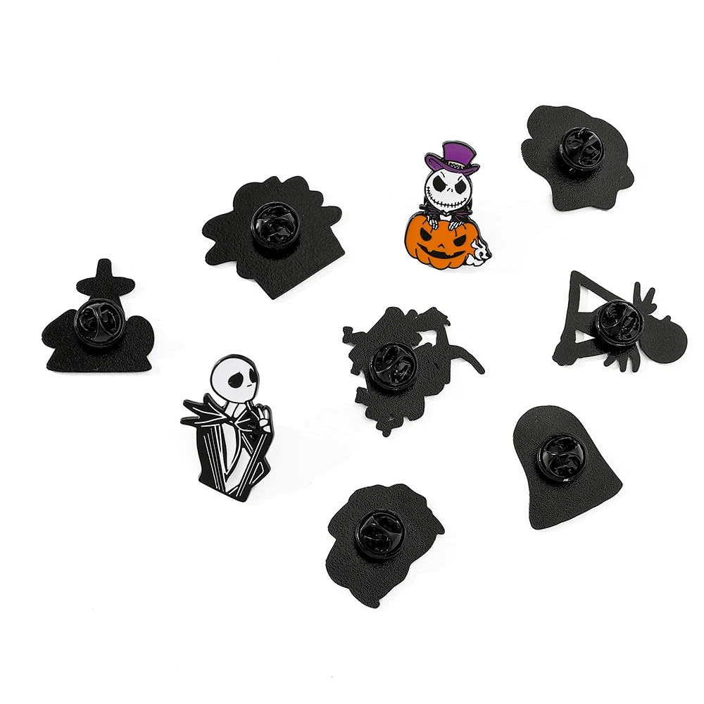 9 Pcs European and American cartoons The Nightmare Before Christmas metal decorated skull jack drop oil alloy brooch accessories