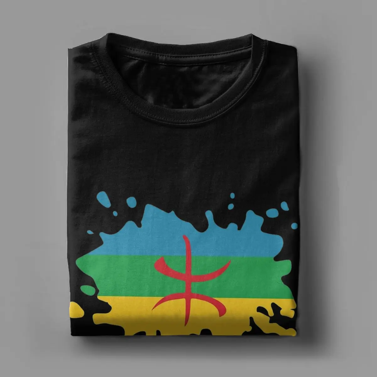 Novelty Amazigh Berber Flag T-Shirt Men Round Collar Cotton T Shirts north africa tifinagh Short Sleeve Tees Printing Clothes