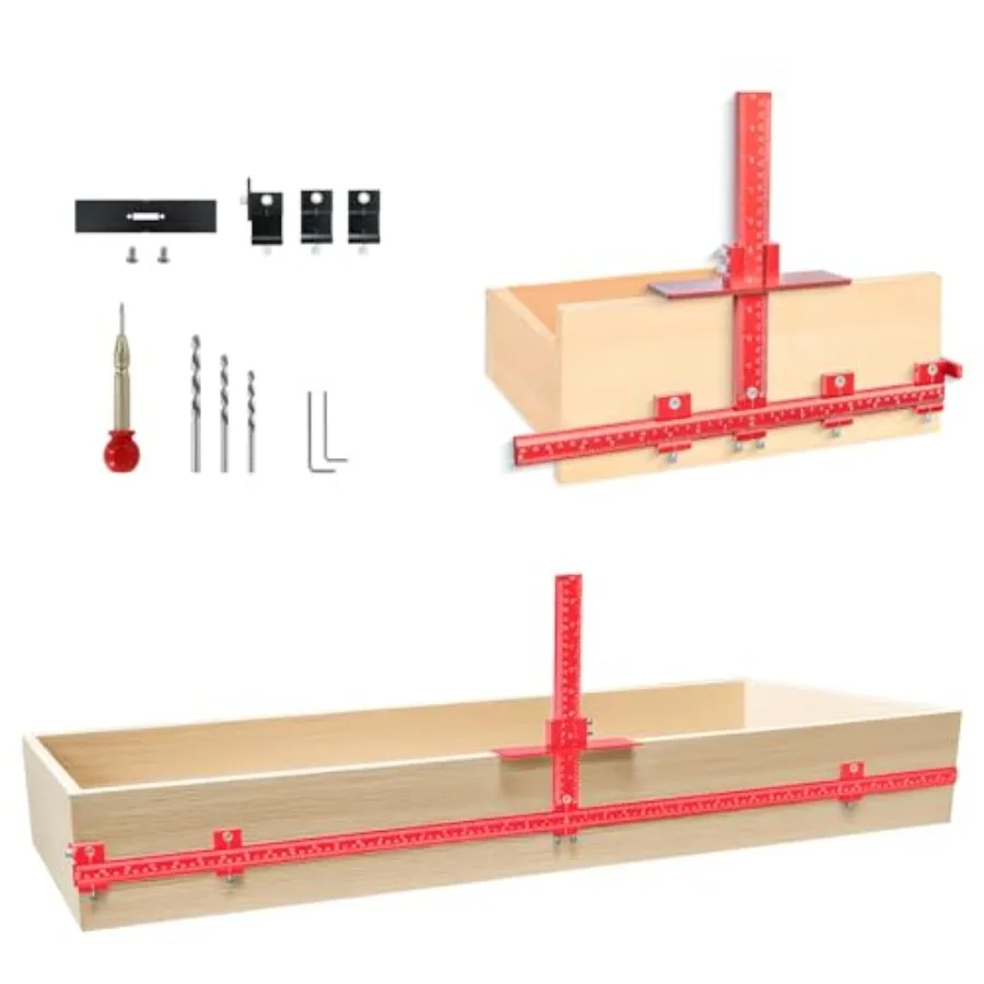 

44" and 16" Max Cabinet Hardware Jig Kit Cabinet Handle Jig and Auto Center Punch Aluminum Alloy Cabinet Handle Template Drill