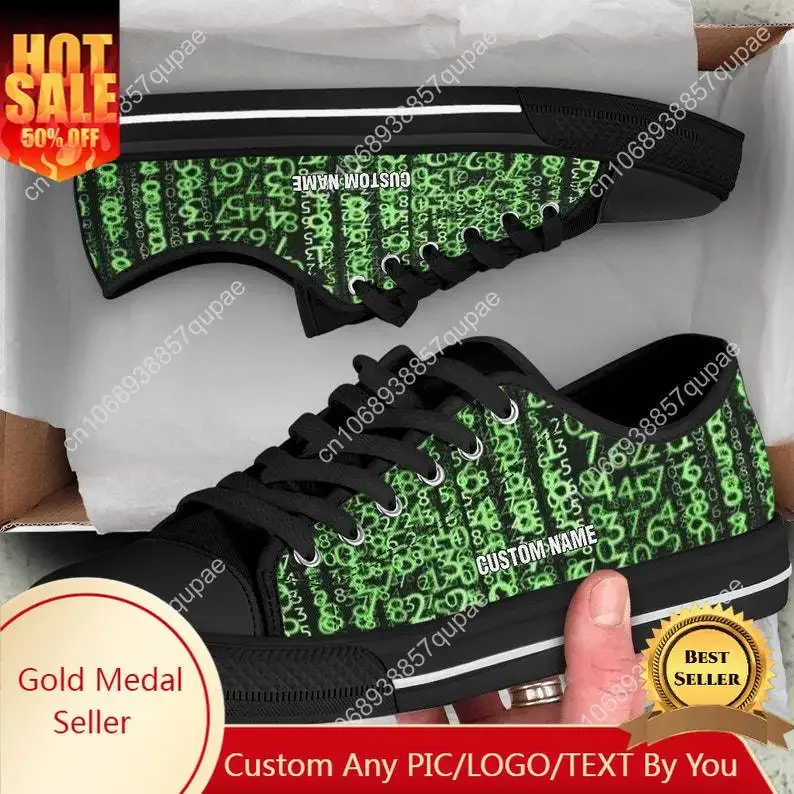 

Code Custom Name Fashion Low Top Sneakers Mens Womens Teenager Canvas Sneaker Couple Shoes Custom Shoe