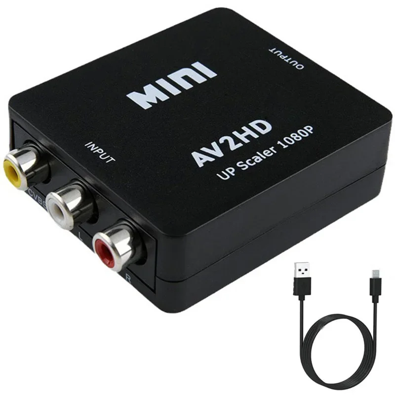 Adaptador compuesto HD a AV 1080P RCA AV a HDMI, convertidor AV2HD, Cable de Audio y vídeo, adaptador AV CVBS con Cable USB