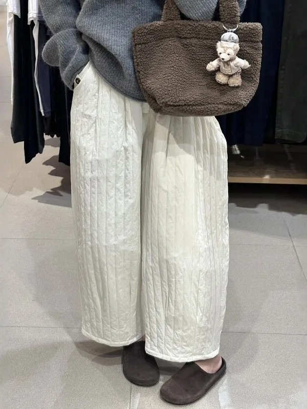 

Женские брюки больших размеров на подкладке и матери, эластичная талия, зимние теплые широкие брюки с эластичной резинкой на талии