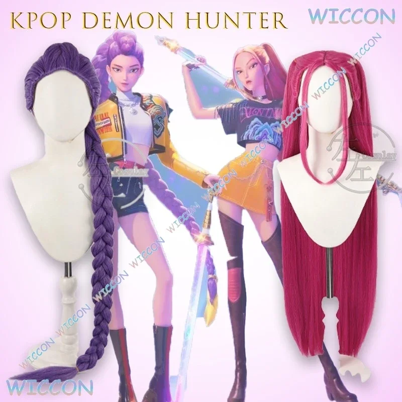 

Kpop Mira Zoey Rumi Demon Hunter Cosplay Wig Pink Blue Ombre Synthetic Hair With Scalp Top For Anime Witch Group Costume