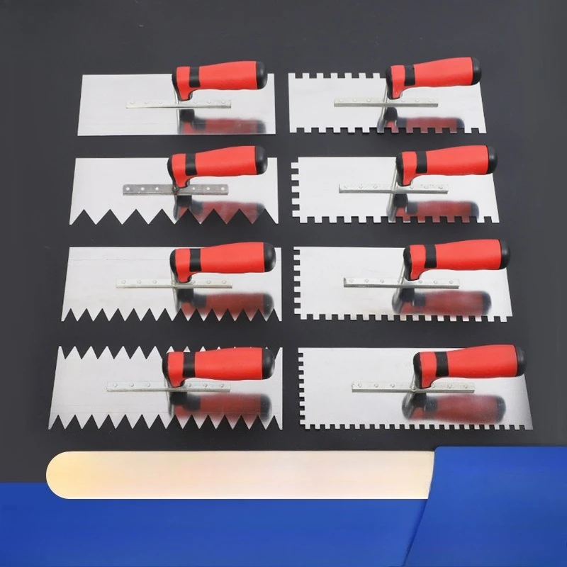 8Mm Square Tooth Stainless Steel Spatula Sawtooth Plastering Plaster Ash Spoon with Teeth Decoration Tile Paving