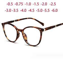 Spring Leg Anti-blue Light Oval Prescription Eyeglasses Women TR90 Cat Eye Short-sight Eyewear Diopter 0 -0.5 -0.75 -1.0 To -6.0