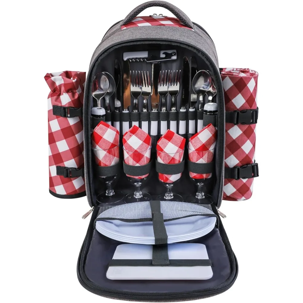 

Picnic Backpack Bag with Cooler Compartment, Detachable Bottle/Wine Holder