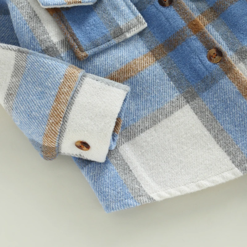 أزياء أطفال طفل منقوشة قميص سترة الأطفال عارضة التلبيب كم طويل زر حتى سترة سترة معطف الخريف الفتيان الفتيات الملابس